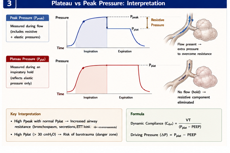 Plateau vs peak pressure interpretation