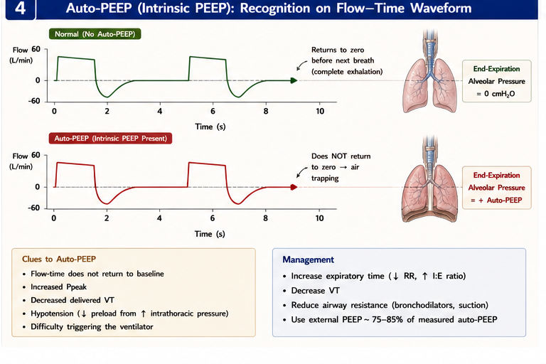 Auto-PEEP recognition on flow-time waveform