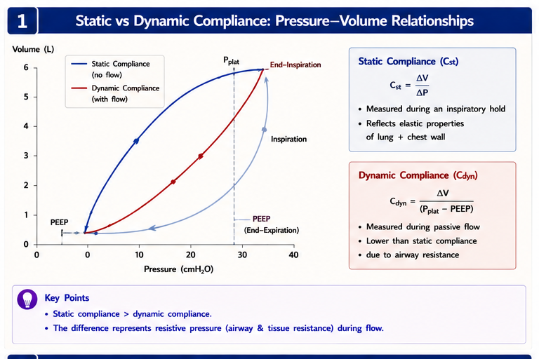 Static vs dynamic compliance pressure-volume loop