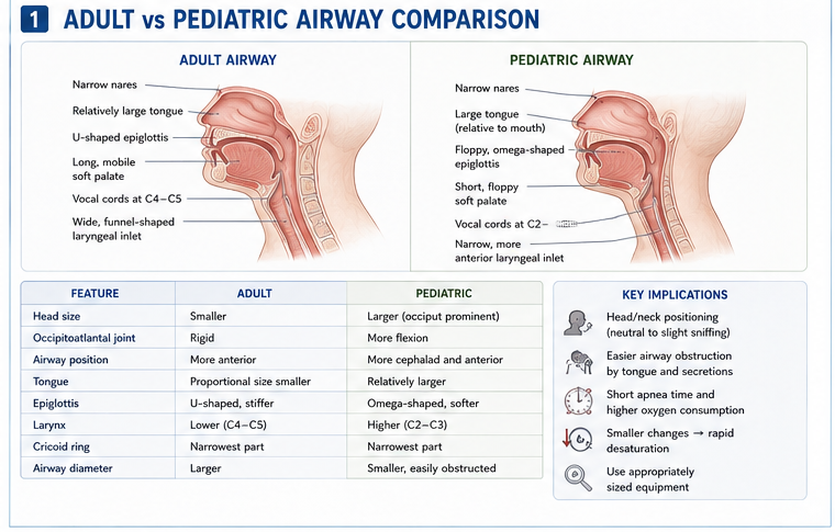 Panel 1 of Adult vs Pediatric Airway Comparison