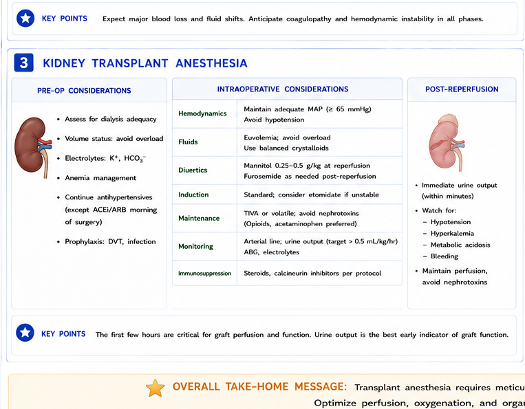Kidney transplant anesthesia