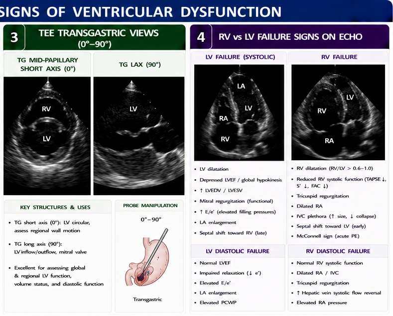 Panel 2 of 1. Tee mid-esophageal view · 2. Key structures