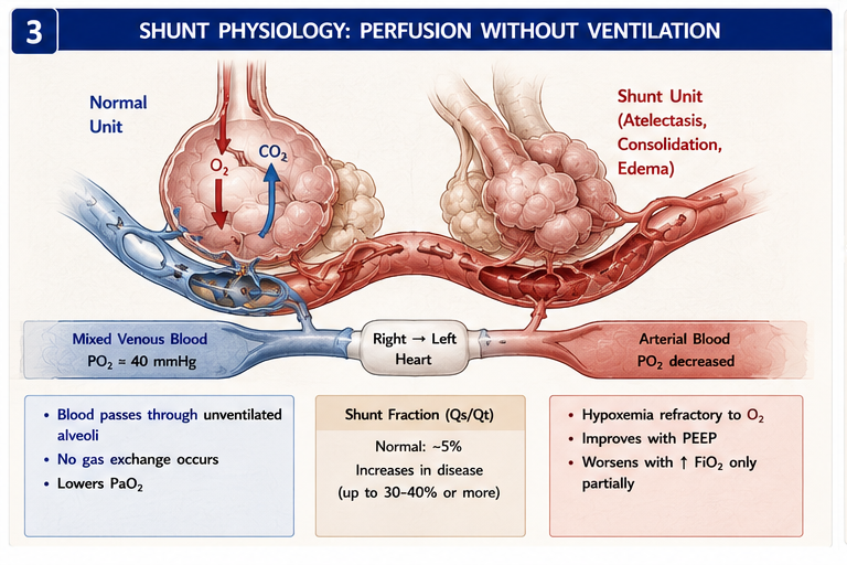 Shunt physiology: perfusion without ventilation