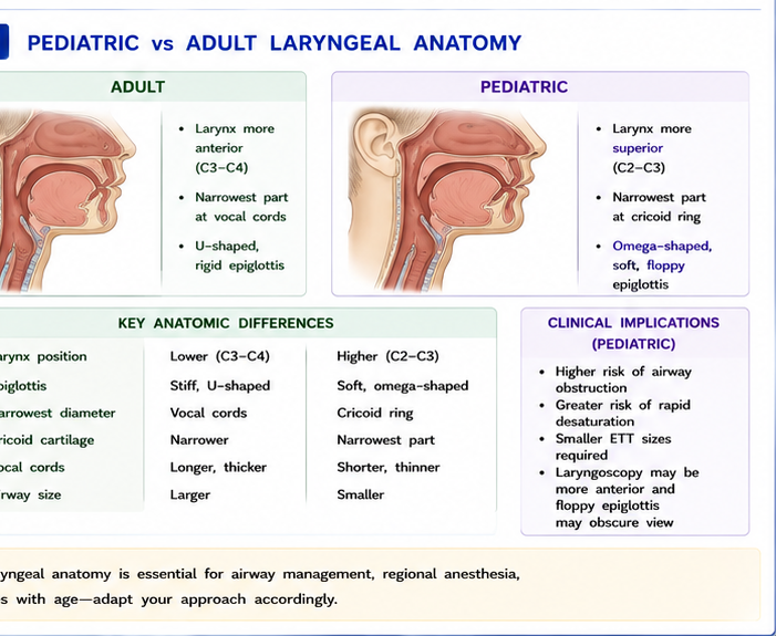 Pediatric vs adult laryngeal anatomy