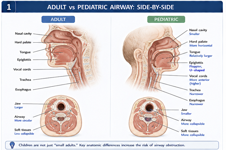 Panel 1 of Adult vs Pediatric Airway