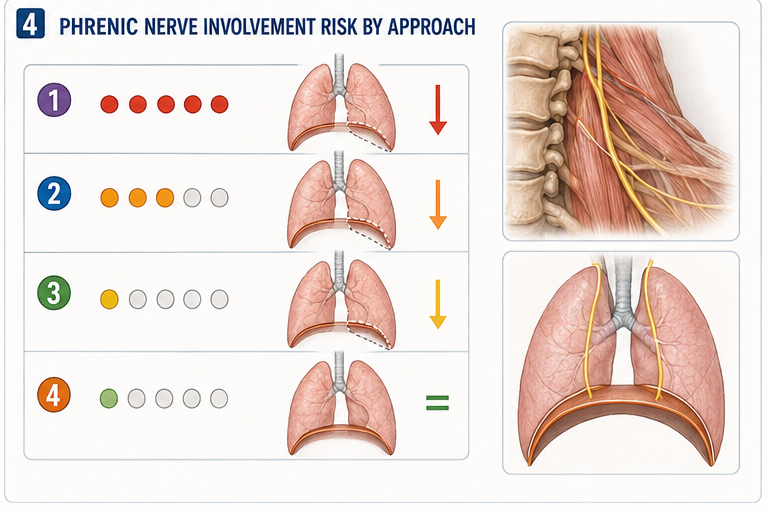 Phrenic involvement risk by approach