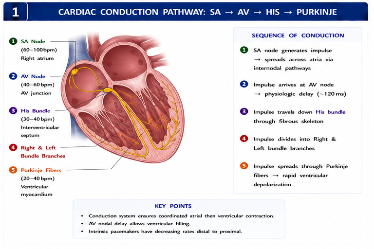 Panel 1 of Cardiac conduction pathway